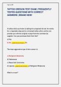 TATTOO OREGON TEST EXAM &vert; FREQUENTLY  TESTED QUESTIONS WITH CORRECT  ANSWERS &vert; BRAND NEW&excl;