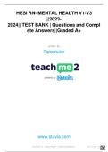 HESI RN Mental Health V1-V3 Exam Review 2023-2024 &vert; Actual Test Bank Questions & Answers &vert; Latest Version