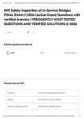 NHI Safety Inspection of In-Service Bridges FINAL EXAM &vert;&vert; 2026 &lpar;Actual Exam&rpar; Questions with verified Answers &vert; FREQUENTLY MOST TESTED QUESTIONS AND VERIFIED SOLUTIONS &commat; 2026