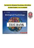 Test bank for Biological Psychology 14th Edition  by Kalat Chapter 1 to 14 complete