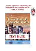 Test bank for An Introduction to Management Science-  Quantitative Approach&comma; 16th Edition by Anderson  Chapter 1 to 16 complete