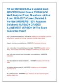 NR 507 MIDTERM EXAM 2 Updated Exam  2026 WITH Recent Newest Verified And  Well Analyzed Exam Questions  &lpar;Actual  Exam 2026-2027&rpar; Correct Detailed &  Verified ANSWERS &lpar;100&percnt; Accurate     Solutions&rpar; ALREADY GRADED  A&plus;&vert;&vert;NEWEST VERSION Of The Exam  Guarantee P