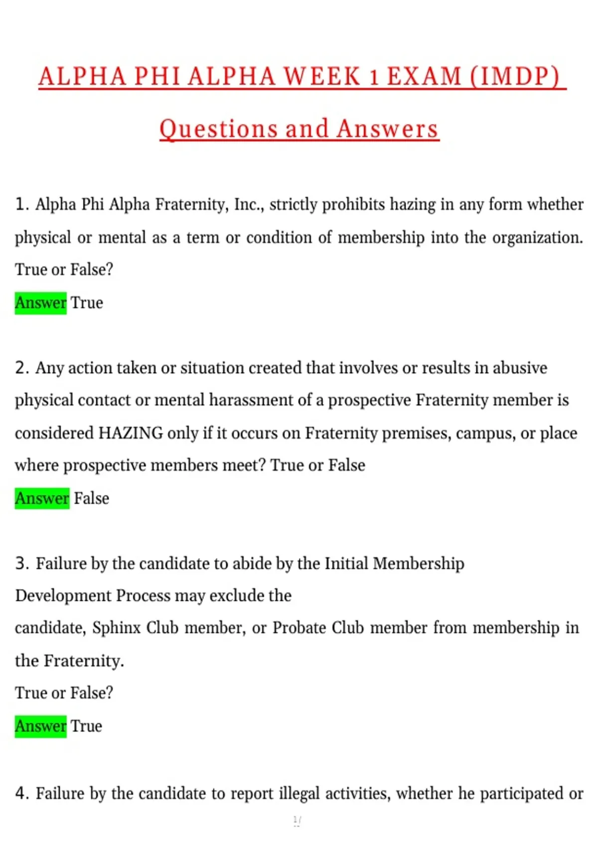 Alpha Phi Alpha Week 1 Exam (IMDP) Actual 2026 Updated Questions and ...