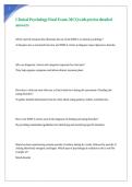 Clinical Psychology Final Exam&comma; MCQ with precise detailed answers
