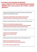 CALIFORNIA LEAD ABATEMENT SUPERVISOR &vert;  update&vert; COMPLETE MOST TESTED QUESTIONS AND VERIFIED  ANSWERS &lpar;100&percnt; Correct solutions&rpar;&vert; GET IT RIGHT&excl;&excl; &vert; ALREADY  GRADED A&plus;