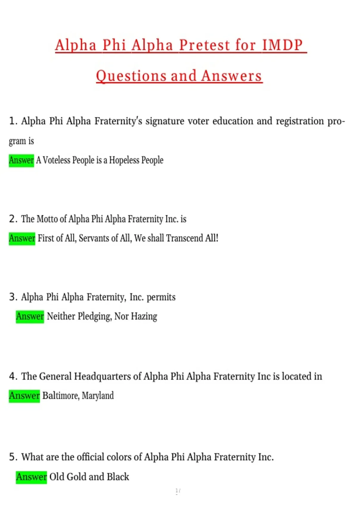Alpha Phi Alpha Pretest for IMDP Exam Actual 2026 Updated Questions and ...