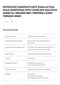 PATHOLOGY ASSISTANT ASCP EXAM ACTUAL EXAM QUESTIONS WITH COMPLETE SOLUTION GUIDE &lpar;A&plus; GRADED 100&percnt; VERIFIED&rpar; LATEST VERSION 2026&excl;&excl;
