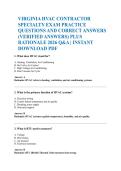 Virginia HVAC Contractor Exam 2026 &ndash; Practice Questions with Verified Answers & Rationales &vert; Instant PDF Download