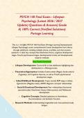 PSYCH 140 Final Exam - Lifespan Psychology &lpar;Latest 2026 &sol; 2027 Update&rpar; Questions & Answers&vert; Grade A&vert; 100&percnt; Correct &lpar;Verified Solutions&rpar; Portage Learning  