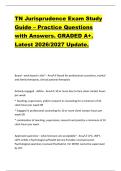 TN Jurisprudence Exam Study  Guide &ndash; Practice Questions  with Answers&period; GRADED A&plus;&period;  Latest 2026&sol;2027 Update&period; 