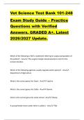 Vet Science Test Bank 101-248  Exam Study Guide &ndash; Practice  Questions with Verified  Answers&period; GRADED A&plus;&period; Latest  2026&sol;2027 Update&period;  