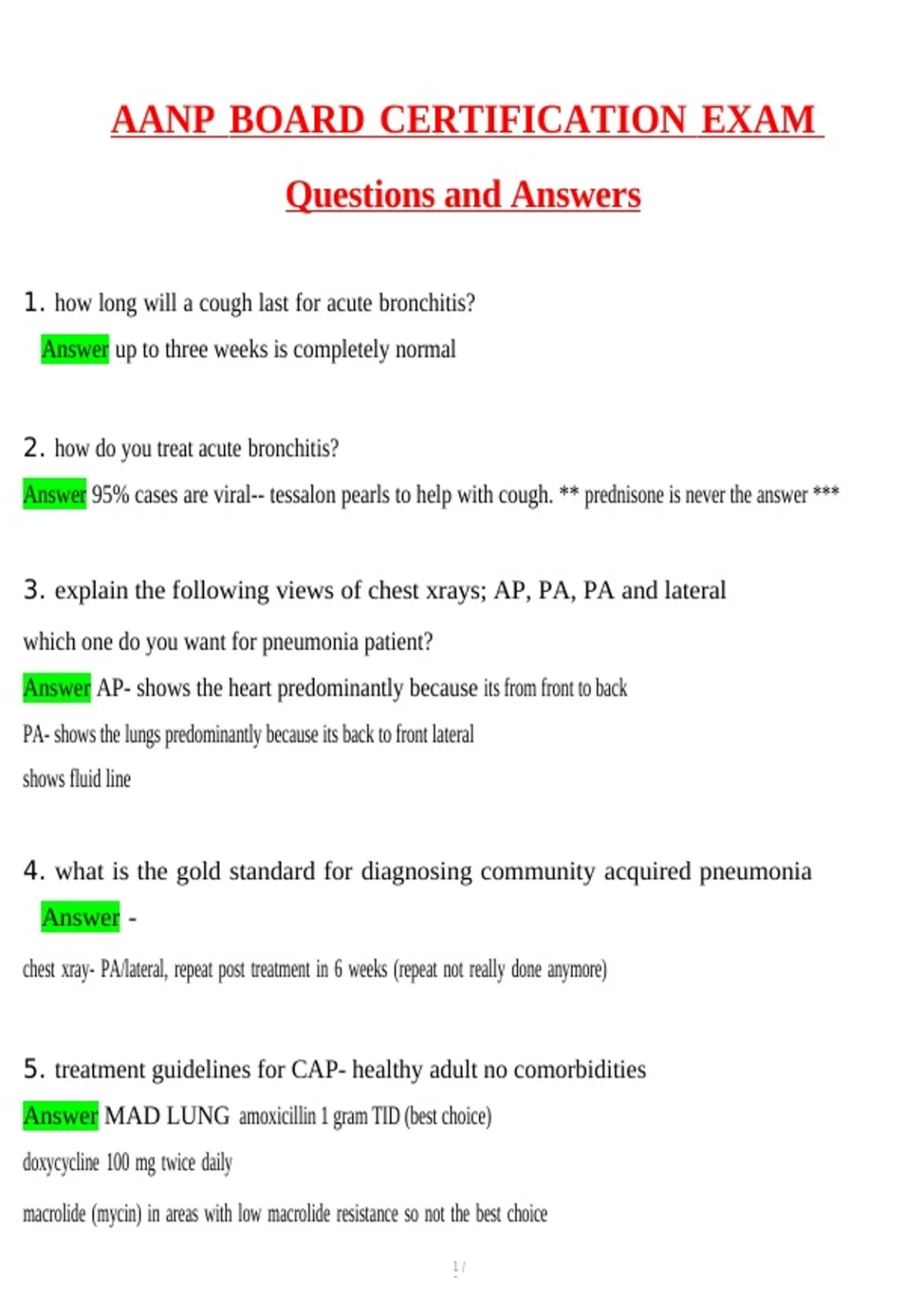 AANP Board Certification Exam (Newest 2026 / 2027 Update) Questions and ...