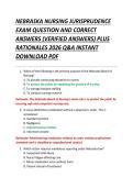 NEBRASKA NURSING JURISPRUDENCE  EXAM QUESTION AND CORRECT  ANSWERS &lpar;VERIFIED ANSWERS&rpar; PLUS  RATIONALES 2026 Q&A INSTANT  DOWNLOAD PDF 