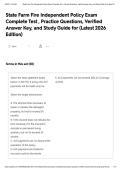 State Farm Fire Independent Policy Exam Complete Test &comma; Practice Questions&comma; Verified Answer Key&comma; and Study Guide for &lpar;Latest 2026 Edition&rpar;