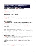 CHFM Finance and Administration Questions and Answers