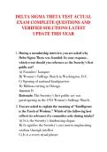 DELTA SIGMA THETA TEST ACTUAL  EXAM COMPLETE QUESTIONS AND  VERIFIED SOLUTIONS LATEST  UPDATE THIS YEAR