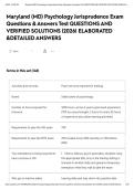 Maryland &lpar;MD&rpar; Psychology Jurisprudence Exam Questions & Answers Test QUESTIONS AND VERIFIED SOLUTIONS &vert;2026&vert; ELABORATED &DETAILED ANSWERS