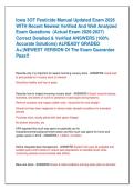 Iowa 3OT Pesticide Manual Updated Exam 2026  WITH Recent Newest Verified And Well Analyzed  Exam Questions  &lpar;Actual Exam 2026-2027&rpar;  Correct Detailed & Verified ANSWERS &lpar;100&percnt;  Accurate Solutions&rpar; ALREADY GRADED  A&plus;&vert;&vert;NEWEST VERSION Of The Exam Guarantee  P