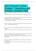 ACE Personal Trainer - Chapter 1 Questions and Answers Updated 2026