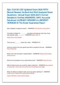 Epic CLN 251&sol;252 Updated Exam 2026 WITH  Recent Newest Verified And Well Analyzed Exam  Questions  &lpar;Actual Exam 2026-2027&rpar; Correct  Detailed & Verified ANSWERS &lpar;100&percnt; Accurate  Solutions&rpar; ALREADY GRADED A&plus;&vert;&vert;NEWEST  VERSION Of The Exam Guarantee Pass&excl;&excl;