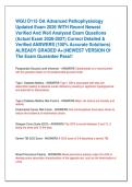WGU D115 OA Advanced Pathophysiology  Updated Exam 2026 WITH Recent Newest  Verified And Well Analyzed Exam Questions   &lpar;Actual Exam 2026-2027&rpar; Correct Detailed &  Verified ANSWERS &lpar;100&percnt; Accurate Solutions&rpar;  ALREADY GRADED A&plus;&vert;&vert;NEWEST VERSION Of  The Exam 