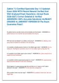 Zabbix 7&period;0 Certified Specialist Day 1-5 Updated  Exam 2026 WITH Recent Newest Verified And  Well Analyzed Exam Questions  &lpar;Actual Exam  2026-2027&rpar; Correct Detailed & Verified  ANSWERS &lpar;100&percnt; Accurate Solutions&rpar; ALREADY  GRADED A&plus;&vert;&vert;NEWEST VERSION Of The Exa