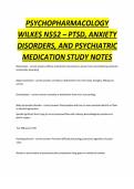 PSYCHOPHARMACOLOGY WILKES N552 &ndash; PTSD&comma; ANXIETY DISORDERS&comma; AND PSYCHIATRIC MEDICATION STUDY NOTES