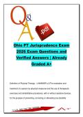 Ohio PT Jurisprudence Exam Q&A &lpar;150&plus; Questions&rpar; &ndash; Laws&comma; Licensure&comma; Supervision & Ethics &ndash; 2026&comma; Ohio PT Board