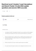 Electrical Level 3 Module 1 Load Calculations and Branch Feeder Circuits 2026 update questions and answers 100&percnt; accurate