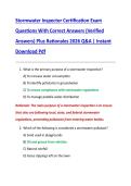 Stormwater Inspector Certification Exam  Questions With Correct Answers &lpar;Verified  Answers&rpar; Plus Rationales 2026 Q&A &vert; Instant  Download Pdf