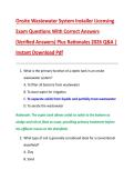 Onsite Wastewater System Installer Licensing  Exam Questions With Correct Answers  &lpar;Verified Answers&rpar; Plus Rationales 2026 Q&A &vert;  Instant Download Pdf
