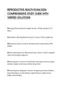 REPRODUCTIVE HEALTH EXAM 2026 COMPREHENSIVE STUDY GUIDE WITH VERIFIED SOLUTIONS