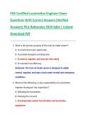 FRA Certified Locomotive Engineer Exam  Questions With Correct Answers &lpar;Verified  Answers&rpar; Plus Rationales 2026 Q&A &vert; Instant  Download Pdf