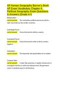 AP Human Geography Barron-s Book AP Exam Vocabulary Chapter 4 Political Geography Exam Questions & Answers &lpar;Grade A&plus;&rpar;&period;docx