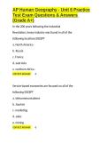 AP Human Geography - Unit 6 Practice Test Exam Questions & Answers &lpar;Grade A&plus;&rpar;&period;docx