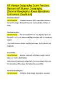 AP Human Geography Exam Practice Barron-s AP Human Geography &lpar;General Geography&rpar; Exam Questions & Answers &lpar;Grade A&plus;&rpar;&period;docx