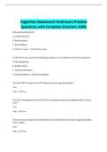 Cognitive Assessment Final Exam Practice Questions with Complete Solutions 100&percnt;