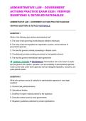 ADMINISTRATIVE LAW &ndash; GOVERNMENT ACTIONS PRACTICE EXAM 2026 &vert; VERIFIED QUESTIONS & DETAILED RATIONALES