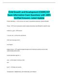 Child Growth and Development &lpar;CGDR&rpar; DCF Exam Information Exam Questions with 100&percnt; Verified Answers&period; Latest Update