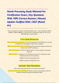 Sterile Processing Study Material For Certification Exam &vert; Key Questions With 100&percnt; Correct Answers &vert; Newest Update Veriffied 2026 &vert; 2027 &lpar;Rated A&plus;&rpar;  
