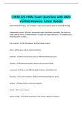 CHEM 121 FINAL Exam Questions with 100&percnt; Verified Answers&period; Latest Update