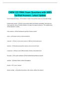 CHEM 121 FINAL Exam Questions with 100&percnt; Verified Answers&period; Latest Update