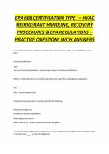 EPA 608 CERTIFICATION TYPE I &ndash; HVAC REFRIGERANT HANDLING&comma; RECOVERY PROCEDURES & EPA REGULATIONS &ndash; PRACTICE QUESTIONS WITH ANSWERS