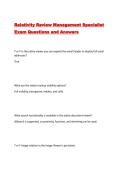 Relativity Review Management Specialist Exam Questions and Answers