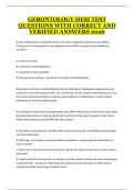 Gerontology HESI Exam Practice Questions and Complete Answers Nursing Test Preparation Material