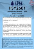 HSY2601 Assignment 4 &lpar;ANSWERS&rpar; Semester 1 2026 - DISTINCTION GUARANTEED