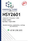 HSY2601 Assignment 4 &lpar;DETAILED ANSWERS&rpar; Semester 1 2025 - DISTINCTION GUARANTEED 