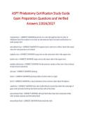 ASPT Phlebotomy Certification Study Guide  Exam Preparation Questions and Verified  Answers 22026&sol;2027