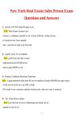 New York Real Estate Salesperson Exam &lpar;Newest 2026 &sol; 2027 Update&rpar; Questions and Detailed Answers &vert; 100&percnt; Verified Correct &vert; Grade A&plus; &vert; Already Passed