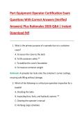 Port Equipment Operator Certification Exam  Questions With Correct Answers &lpar;Verified  Answers&rpar; Plus Rationales 2026 Q&A &vert; Instant  Download Pdf 